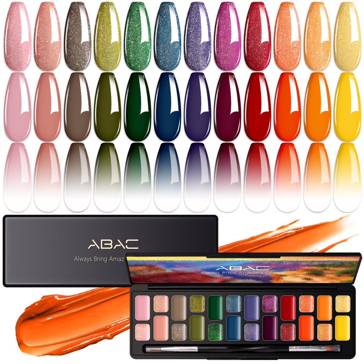 ABAC solid gel nail polish set palette with 24 colors for versatile gradients