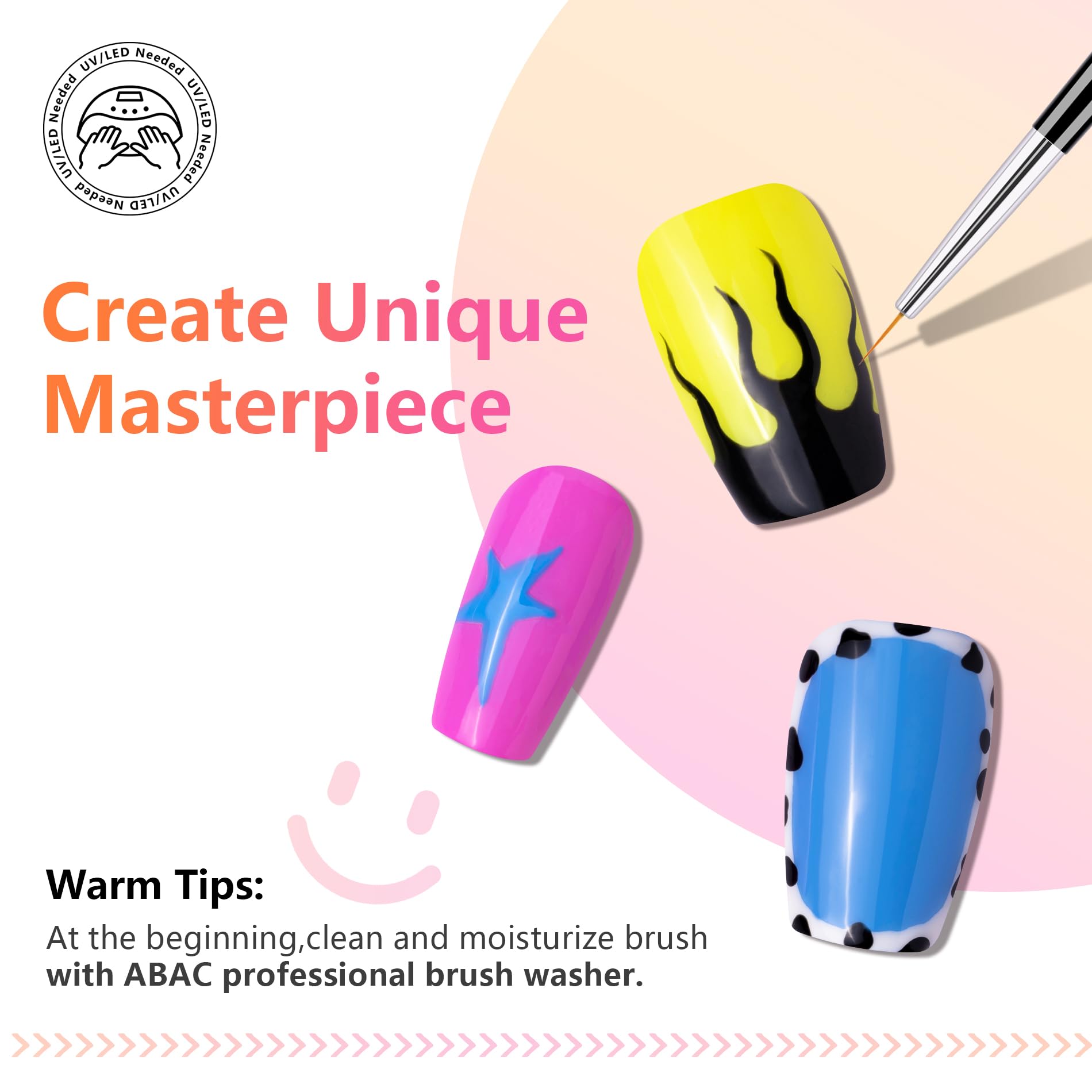 ABAC ombre gradient art with gel polish in smooth blends