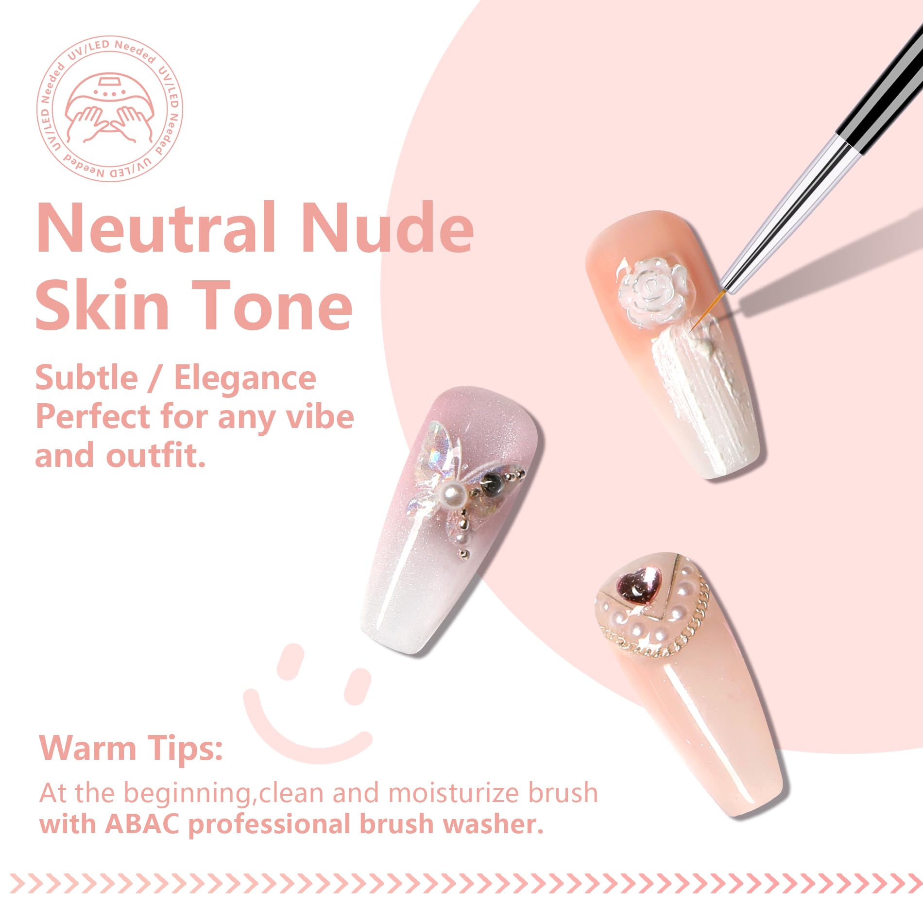 ABAC Ombre gradient nails achieved with creamy high-pigment gel