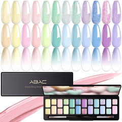ABAC Pastel Shimmer palette 24 colors for versatile nail art and ombre effects.