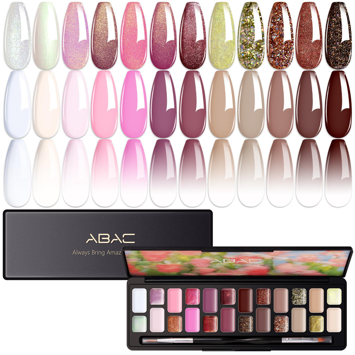 ABAC solid gel nail polish ombre palette for smooth gradients and vibrant color