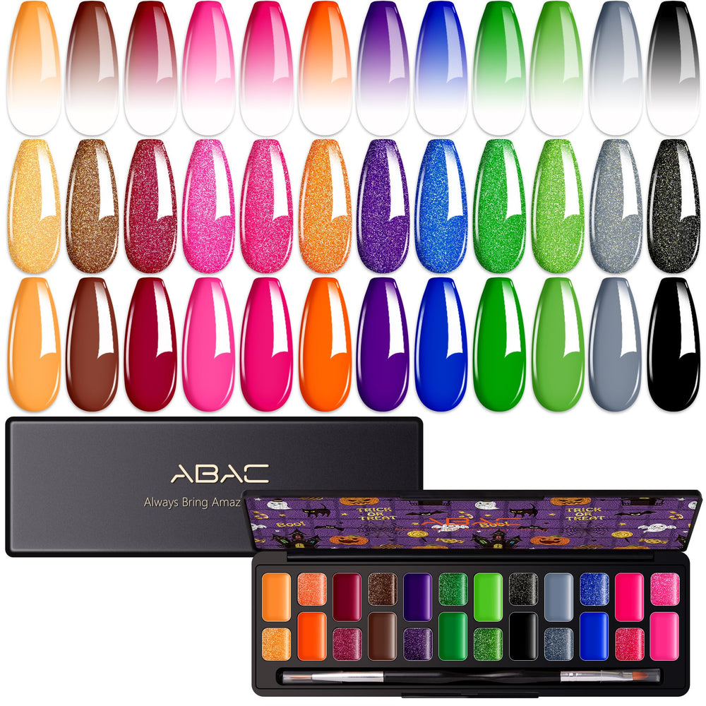 ABAC solid gel polish ombre nails set with deep shades for versatile looks