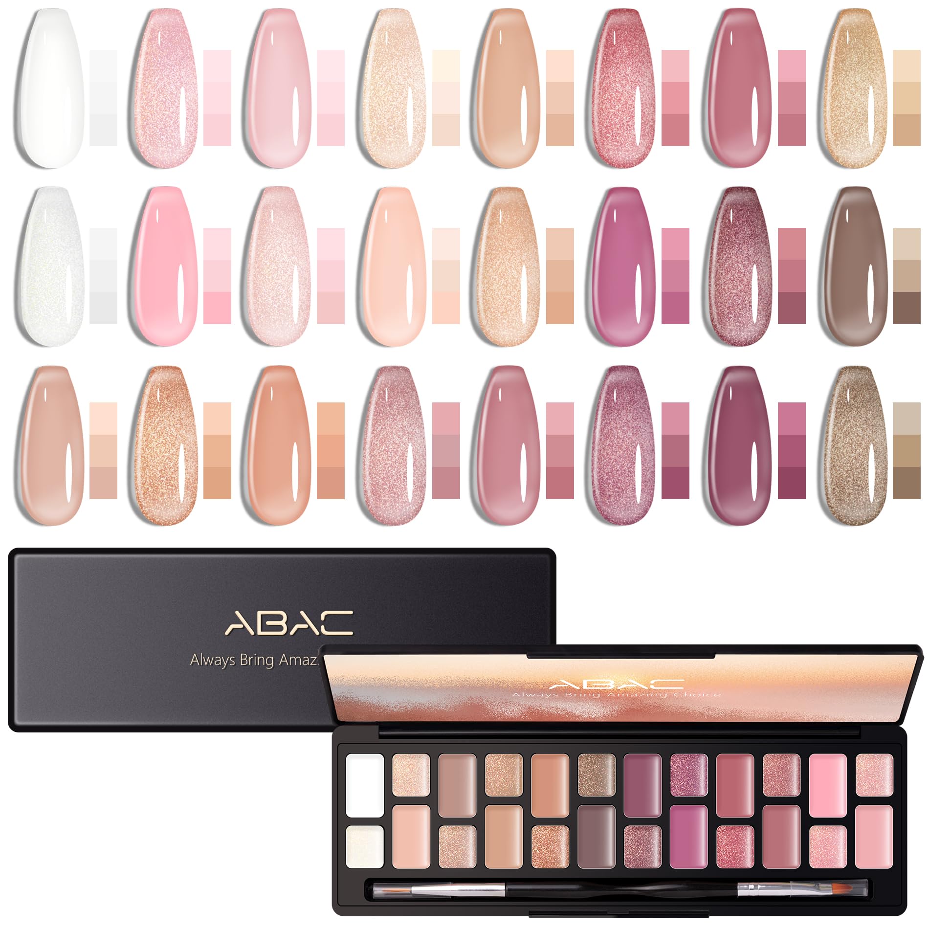ABAC Solid Jelly Gel Nail Polish Set 24 colors front view for DIY salon use