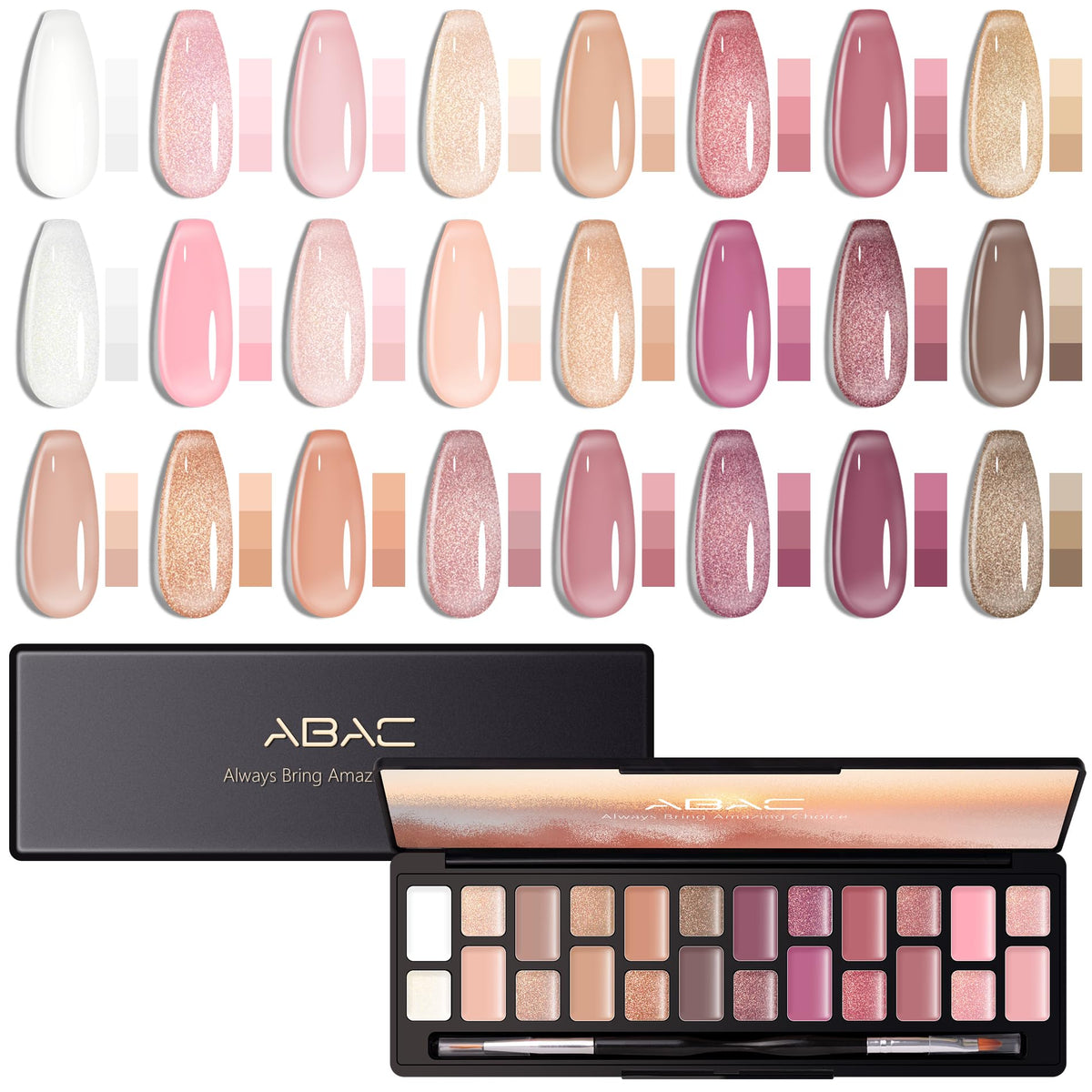 ABAC Solid Jelly Gel Nail Polish Set 24 colors front view for DIY salon use