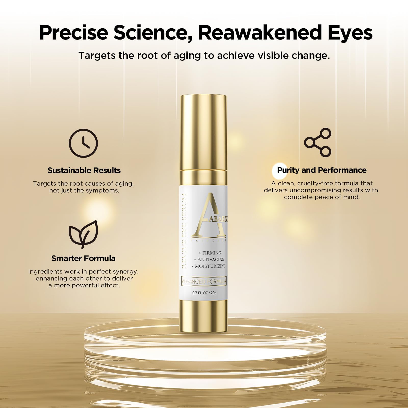Abarno Lightweight Eye Serum absorbs quickly without a greasy finish.