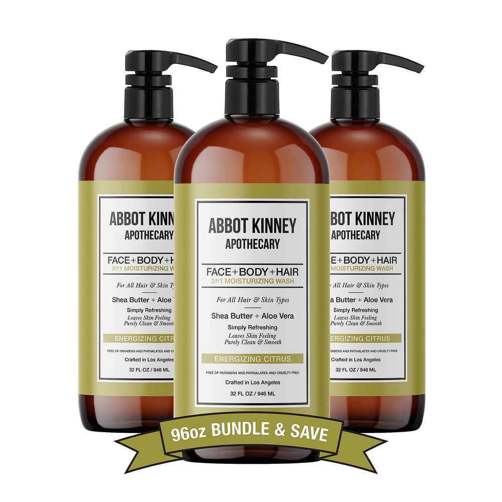 ABBOT KINNEY APOTHECARY 3-in-1 bottle front for head-to-toe cleansing