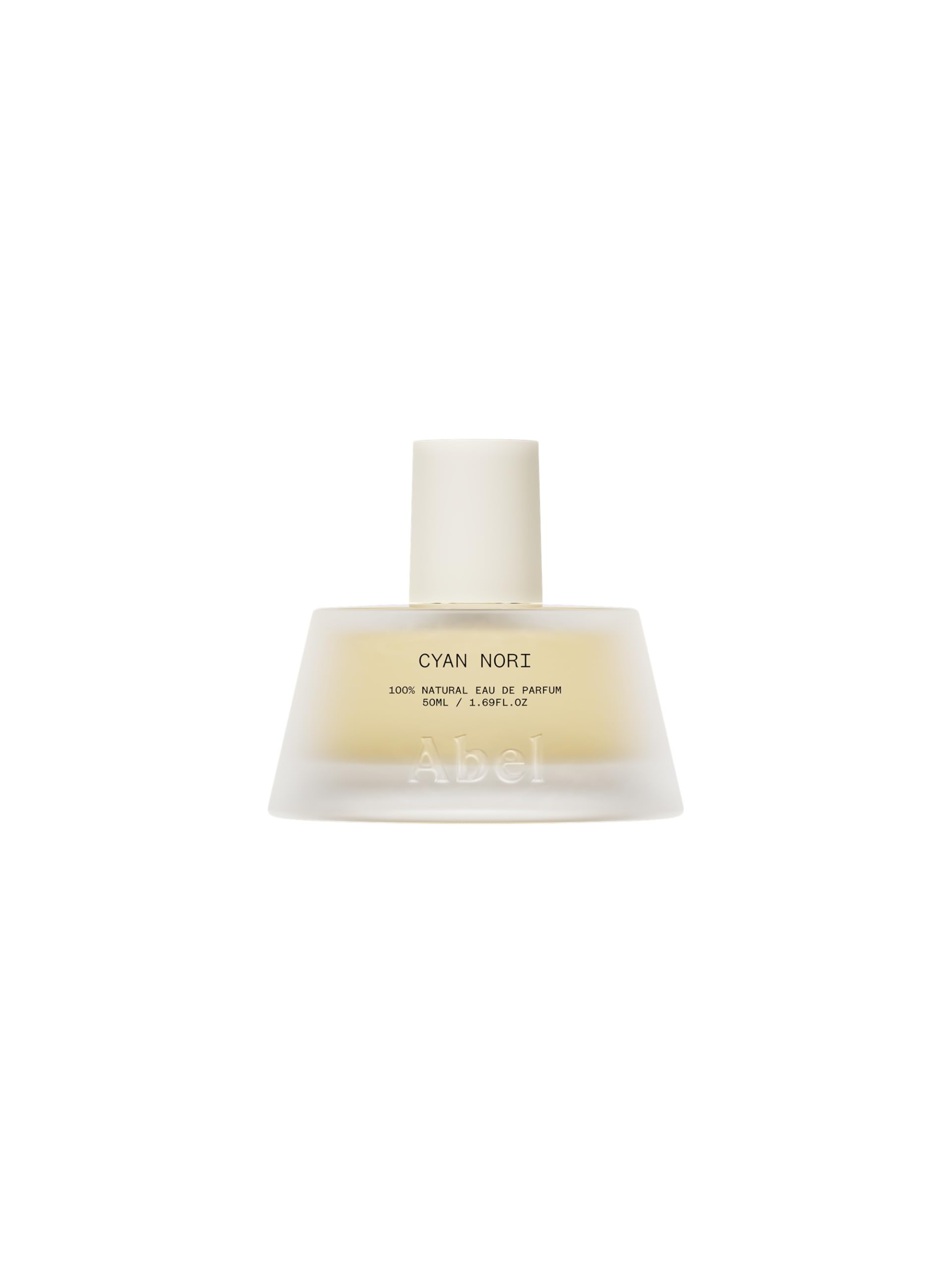 ABEL Cyan Nori bottle closeup, premium natural fragrance for everyday wear.