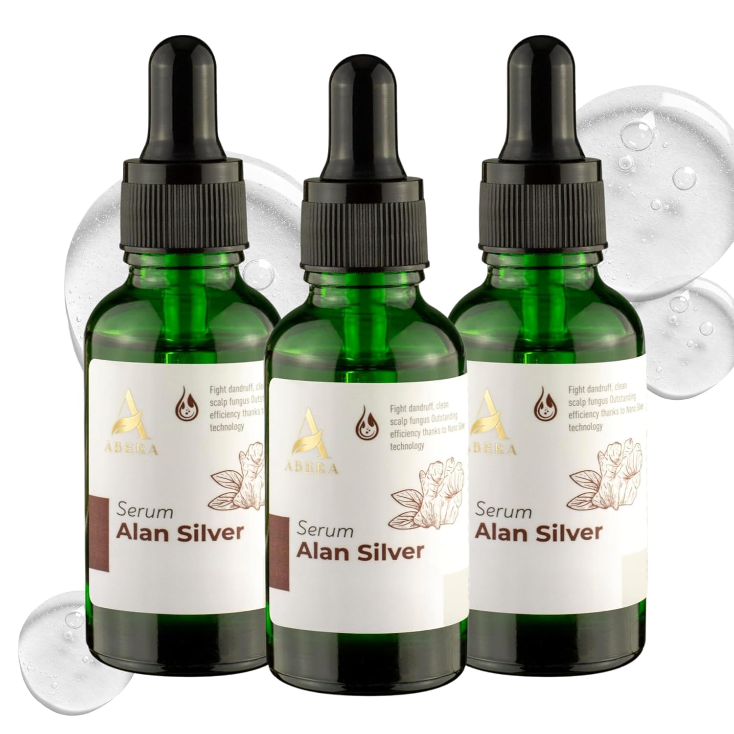 ABERA Alan Silver Serum bottle close-up highlighting lightweight hydration