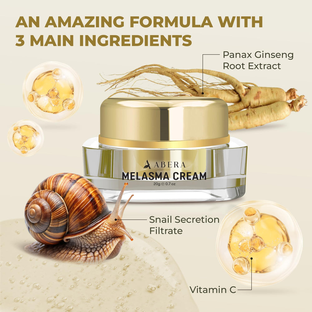 Texture soyeuse ABERA Crème Mélasma qui pénètre rapidement la peau.