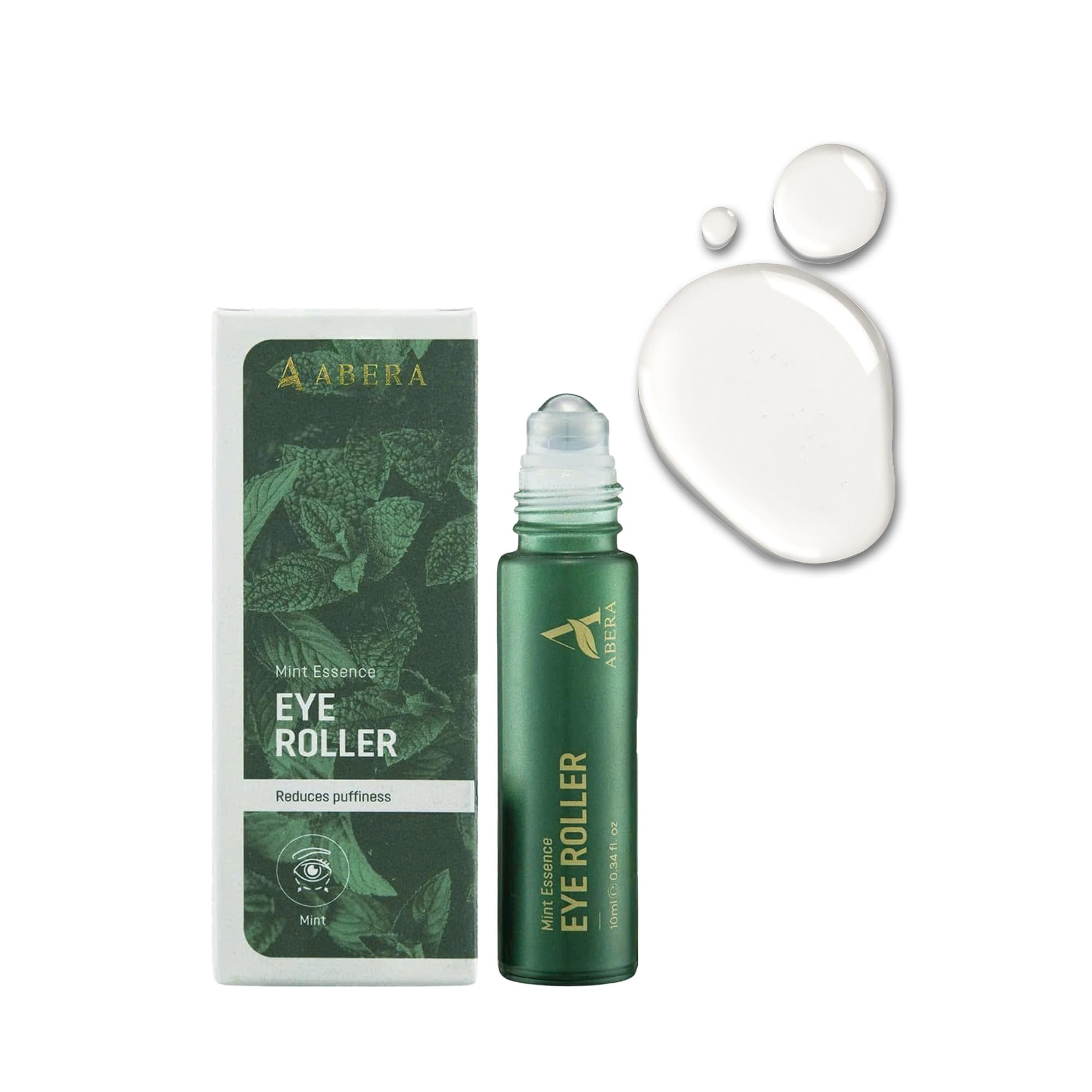 ABERA eye roller with mint essence calms puffiness and brightens tired eyes