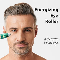 ABERA Eye Roller Serum vitamin C and peptides brighten and improve texture for tired-looking skin.