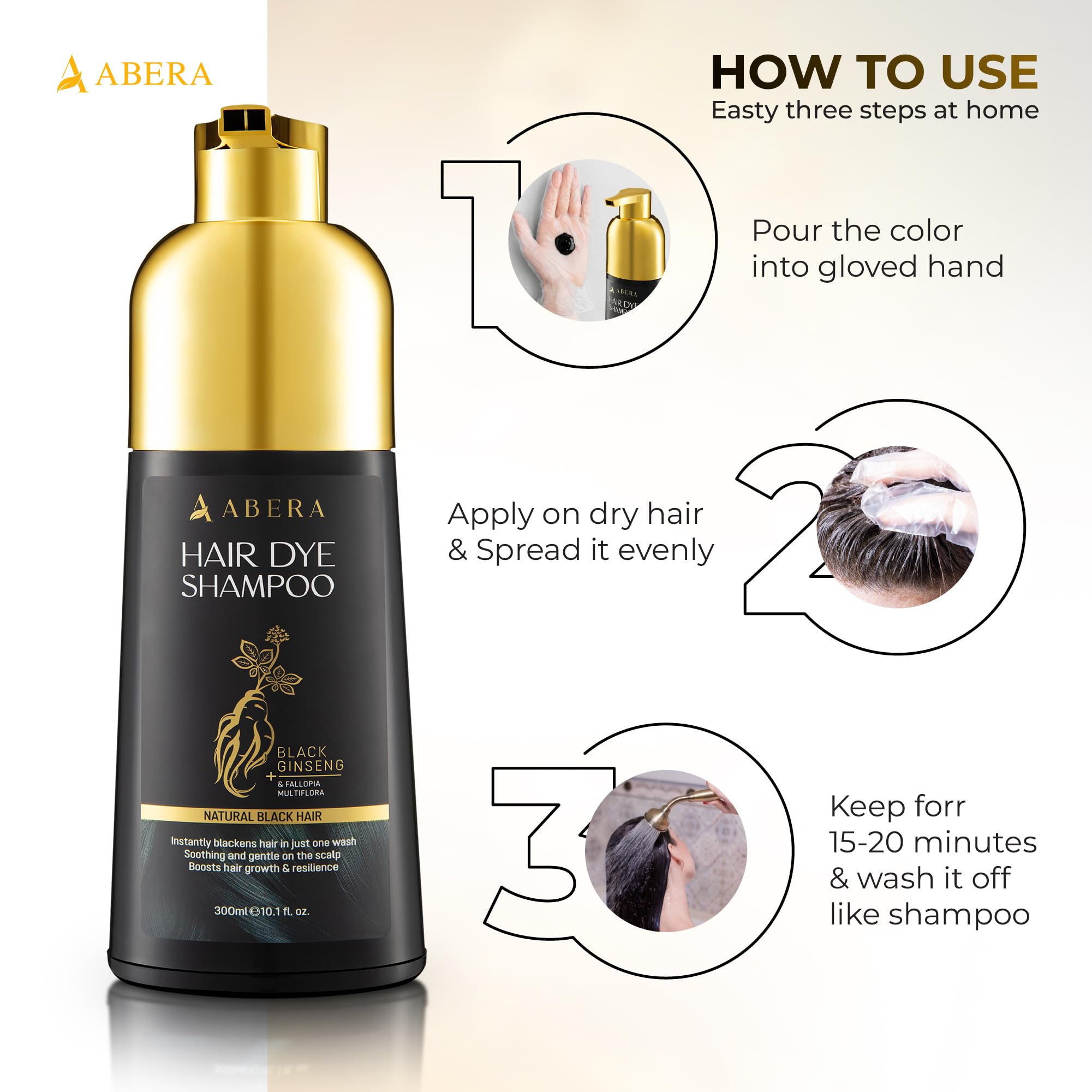 ABERA finished dark hair with natural-looking shine