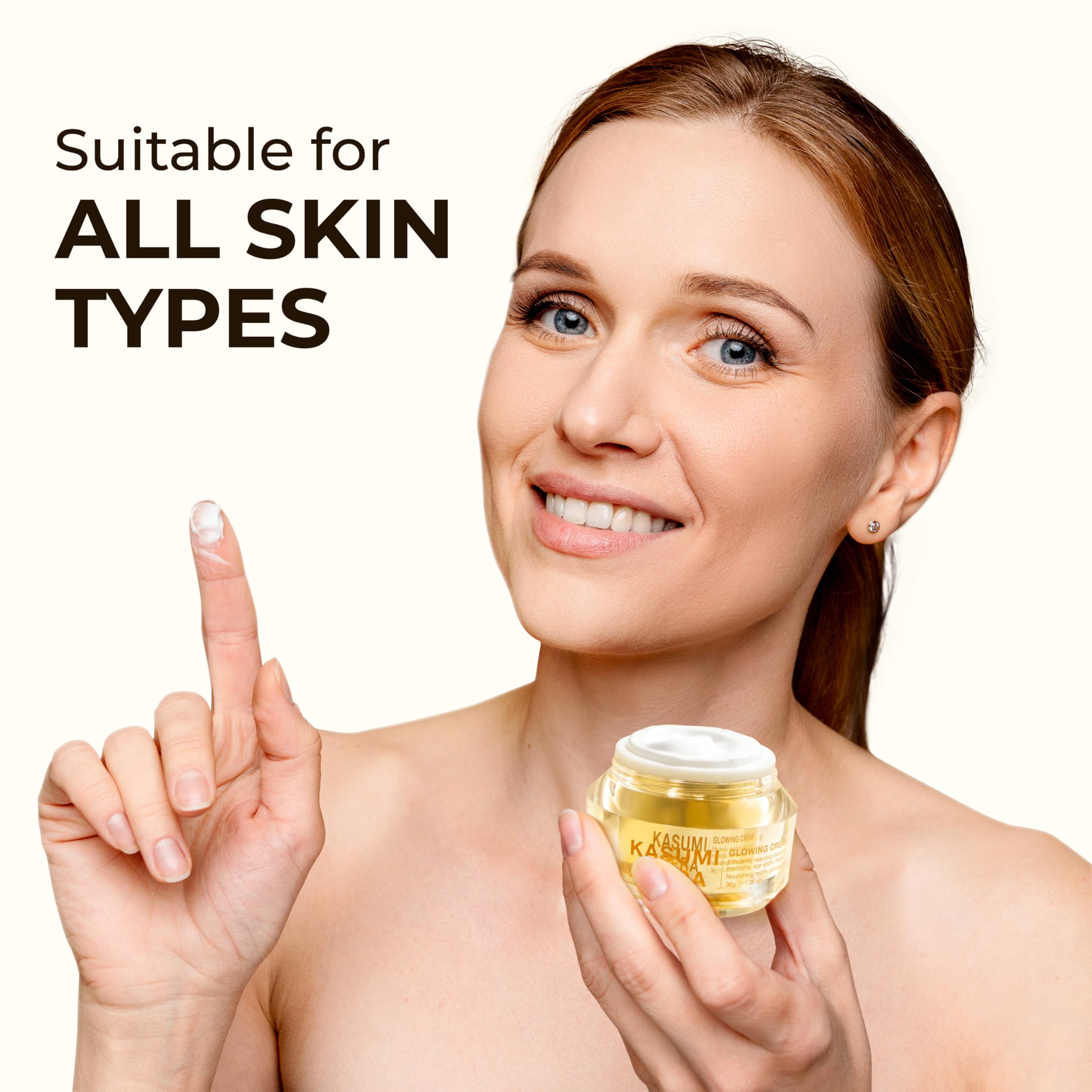 ABERA Kasumi Glowing Cream niacinamide and HA ingredients highlighted
