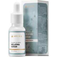 ABERA Melasma Serum bottle pour for smooth dark-spot application.