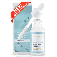 ABERA Melasma Serum Plus bottle closeup for daily facial treatment and even skin tone.
