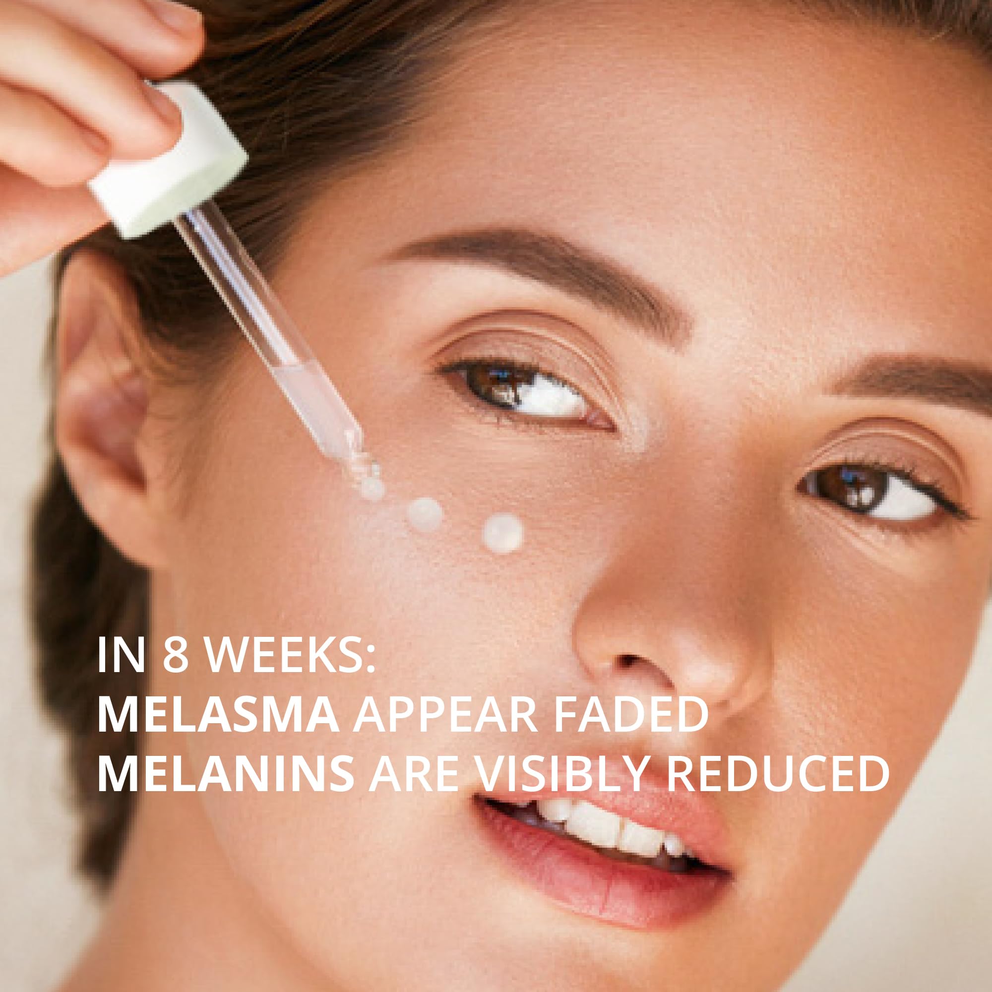 ABERA Melasma Serum Plus Genowhite graphic highlights key actives and benefits.