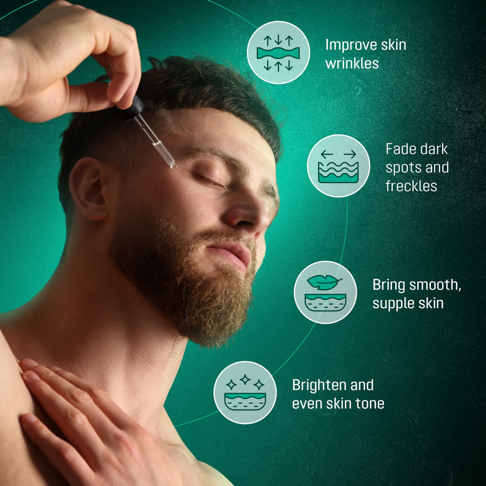 ABERA packaging closeup highlighting premium men’s skincare set.