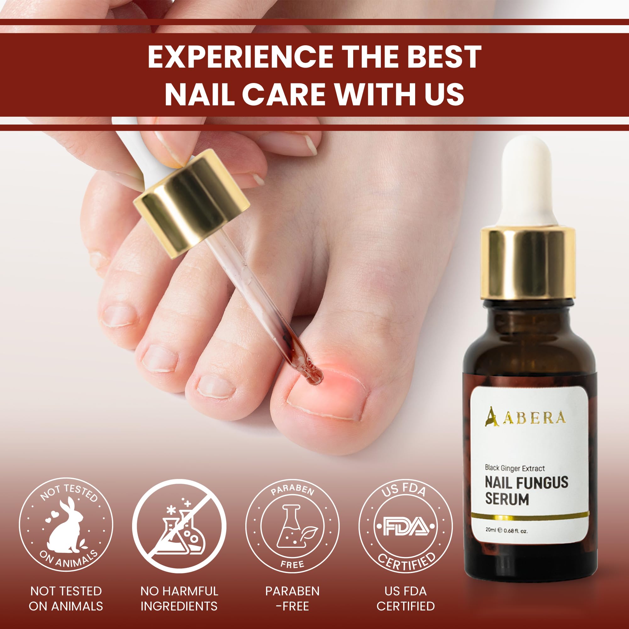 ABERA serum visibly softens nail surface for more comfortable nails.