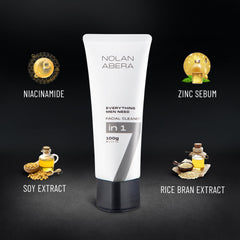 ABERA Nolan Daily Cleanser foamy texture on clean skin.