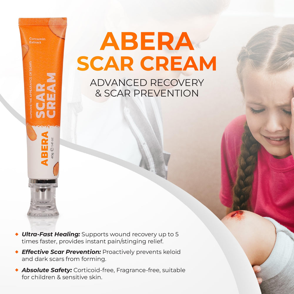 Close-up of ABERA Scar Cream Upgrade texture ready for easy daily application