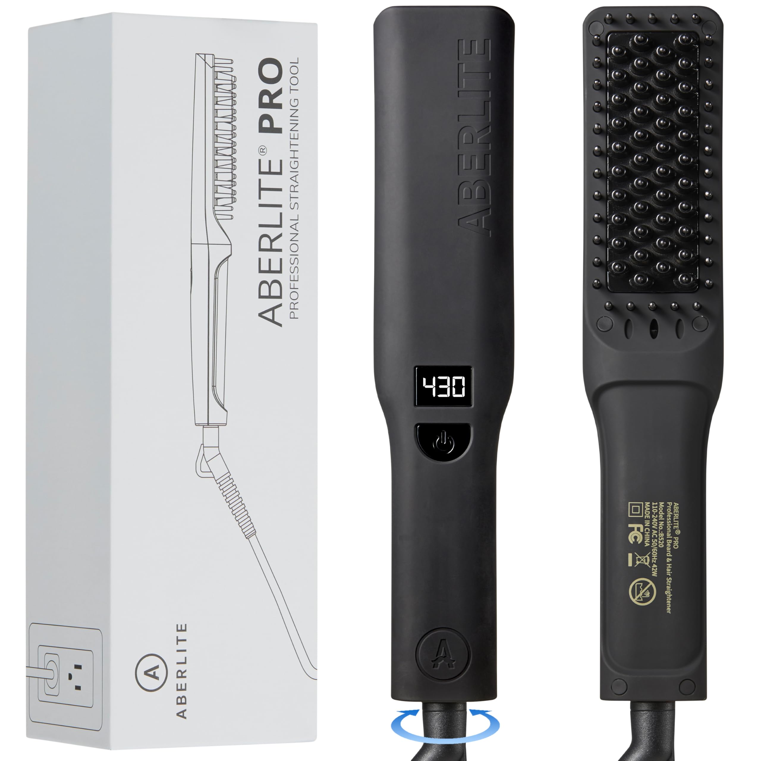 Aberlite Pro beard straightener with adjustable heat settings for versatile styling