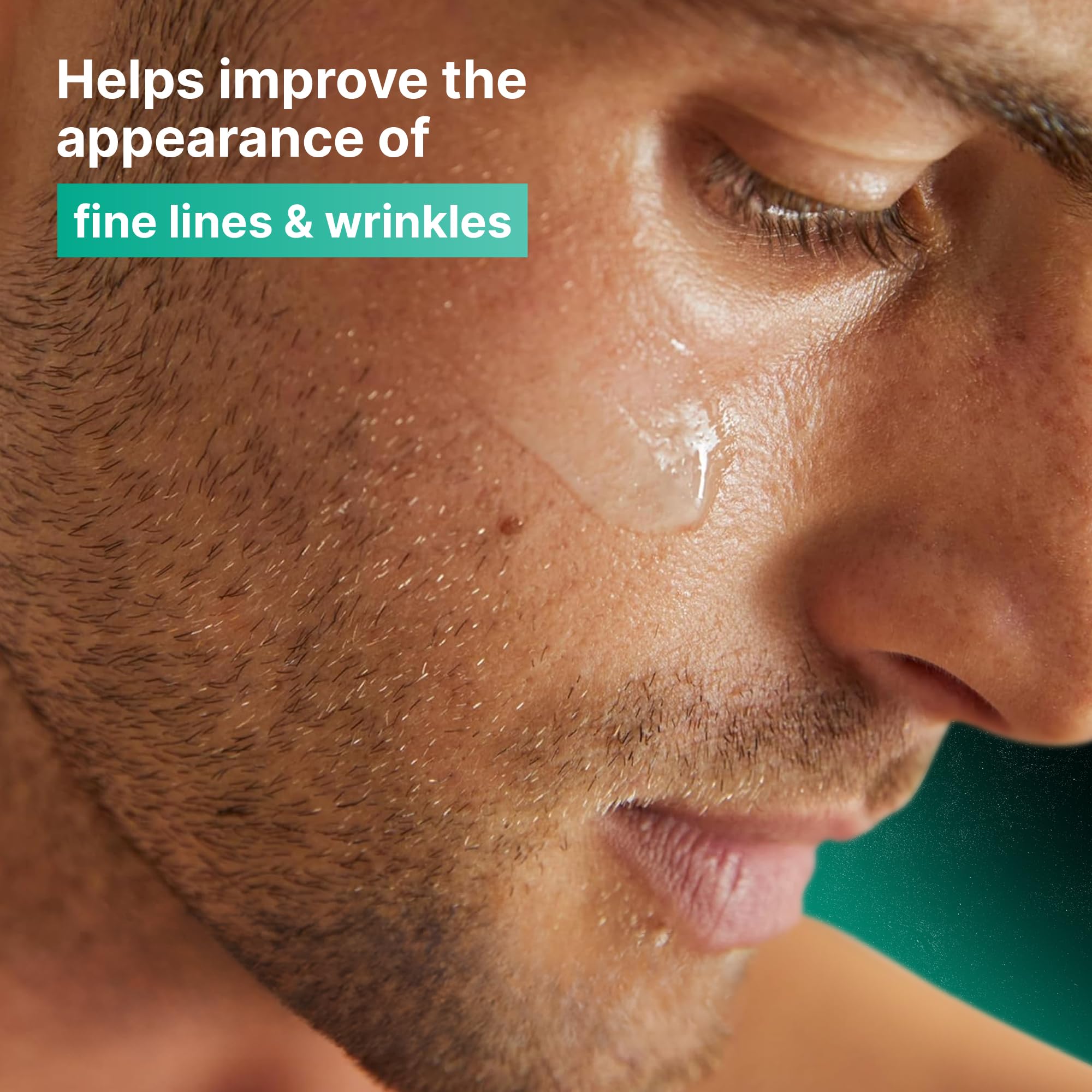 ABERA 6-in-1 serum applied on a man's face during morning routine.
