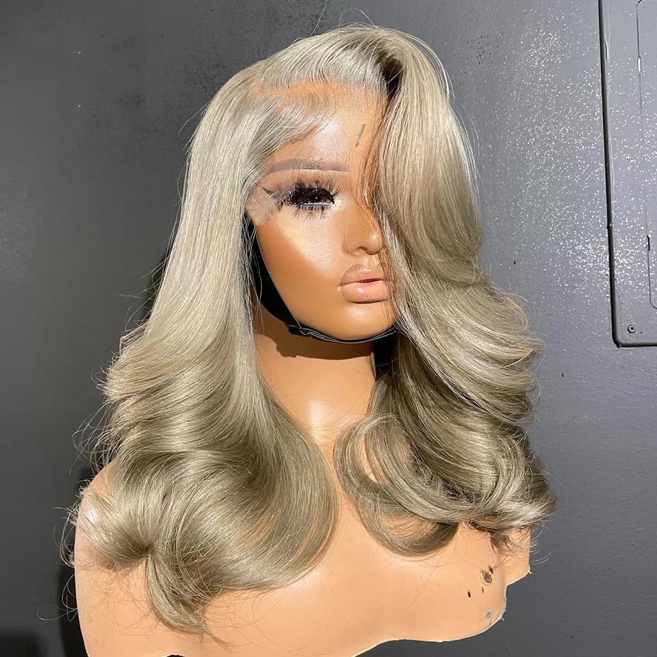 abgese ash blonde bob wig with 13x4 lace front for natural hairline and versatile parting