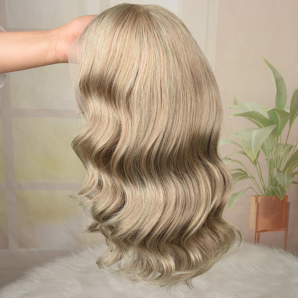 abgese ash blonde bob wig middle part for classic chic appearance