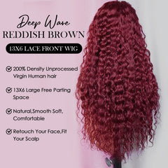 Abhayy pre-plucked lace front wig 13x6 burgundy ready for easy styling.