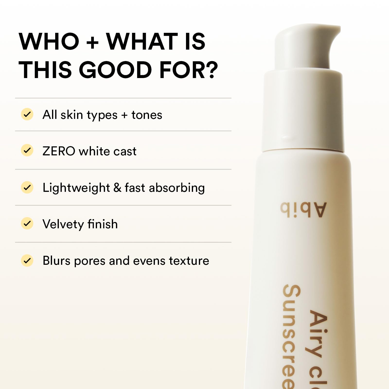Abib Airy Clear Sunscreen Gel suitable for face and body sun care.