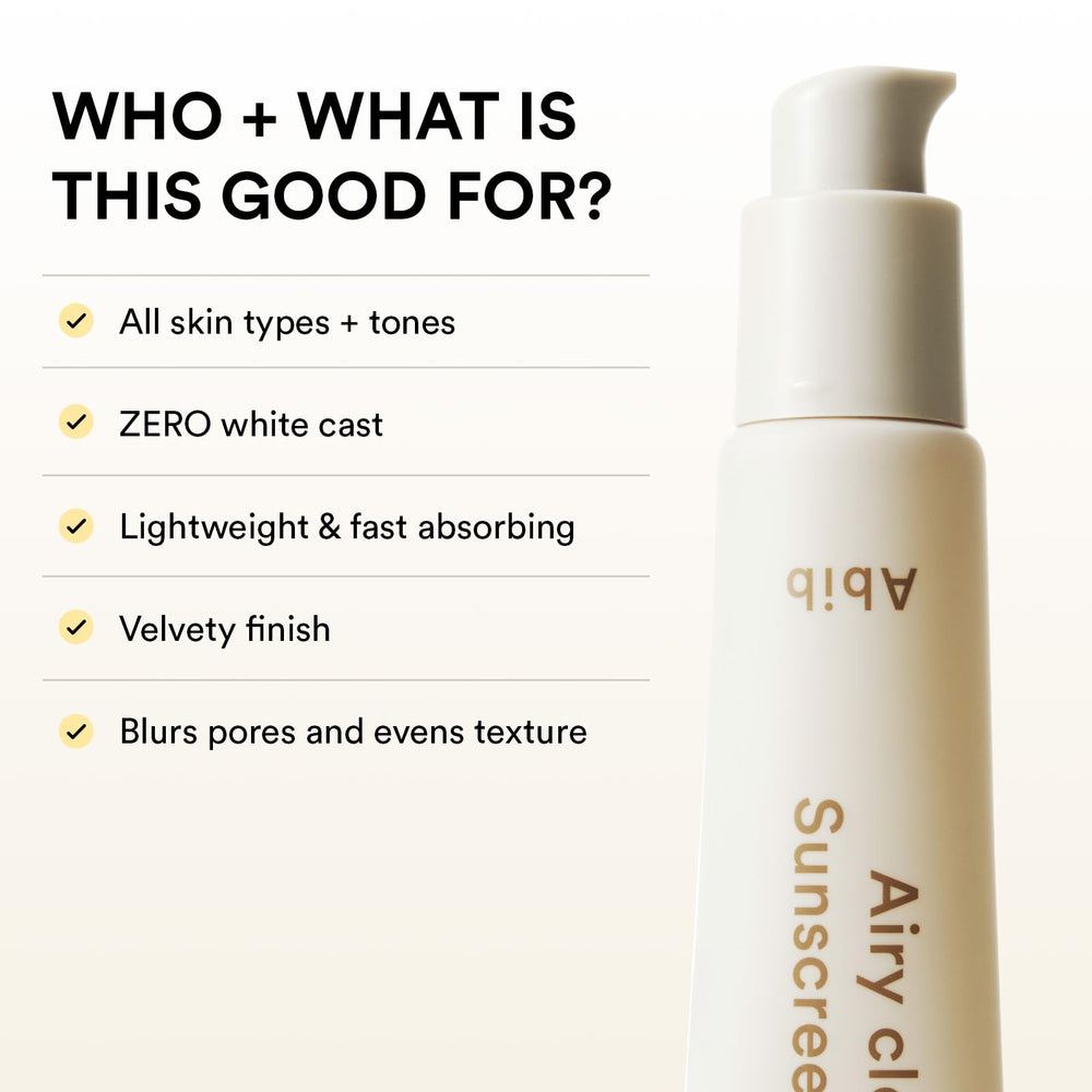 Abib Airy Clear Sunscreen Gel suitable for face and body sun care.