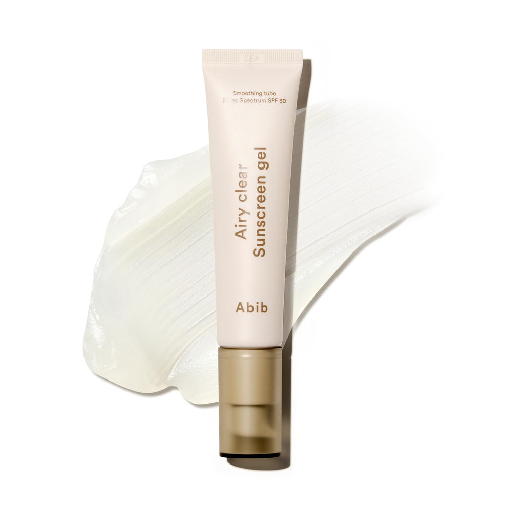 Abib Airy Clear Sunscreen Gel tube front for portable daily sun protection.