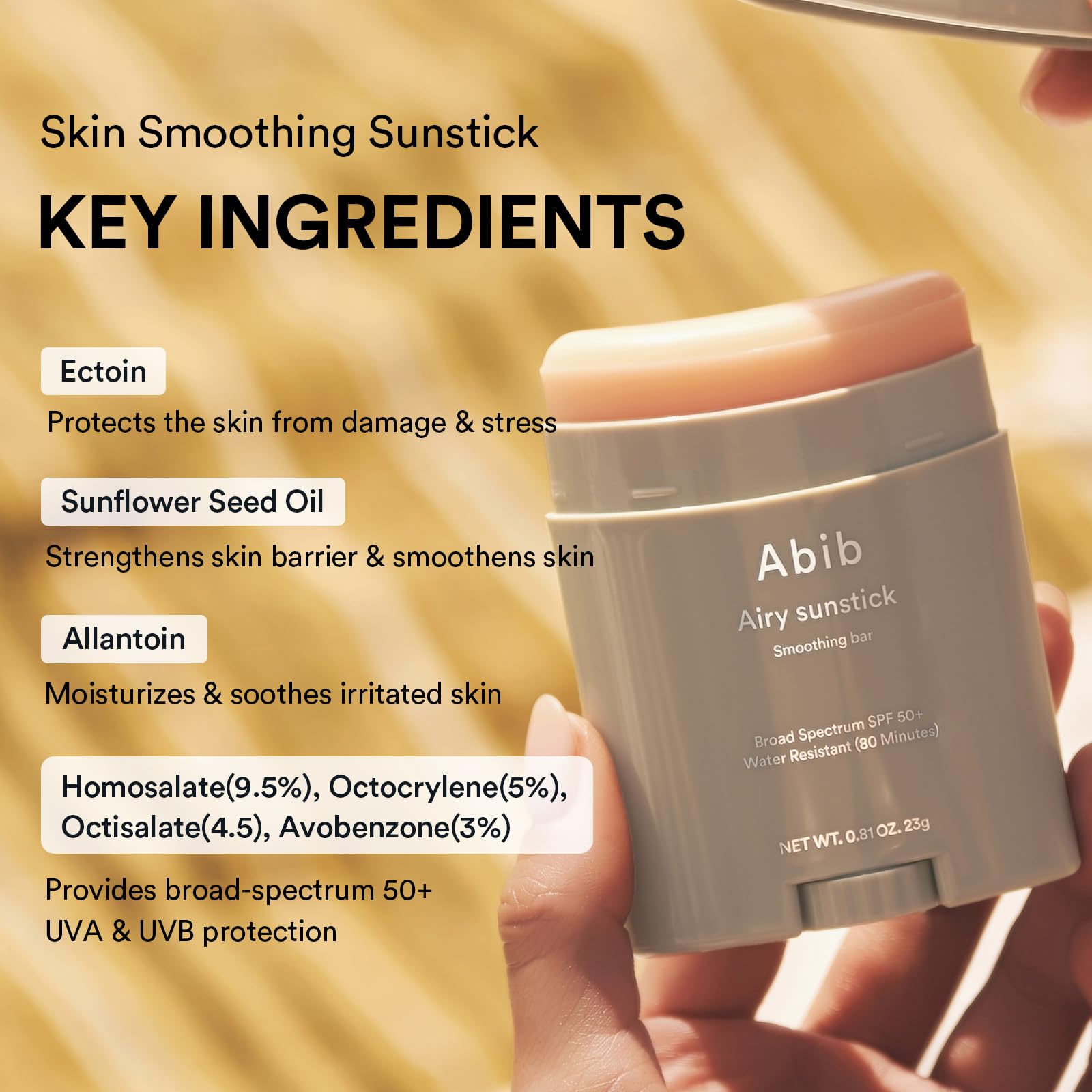 Abib Airy Sunstick delivers a transparent finish with no white cast.