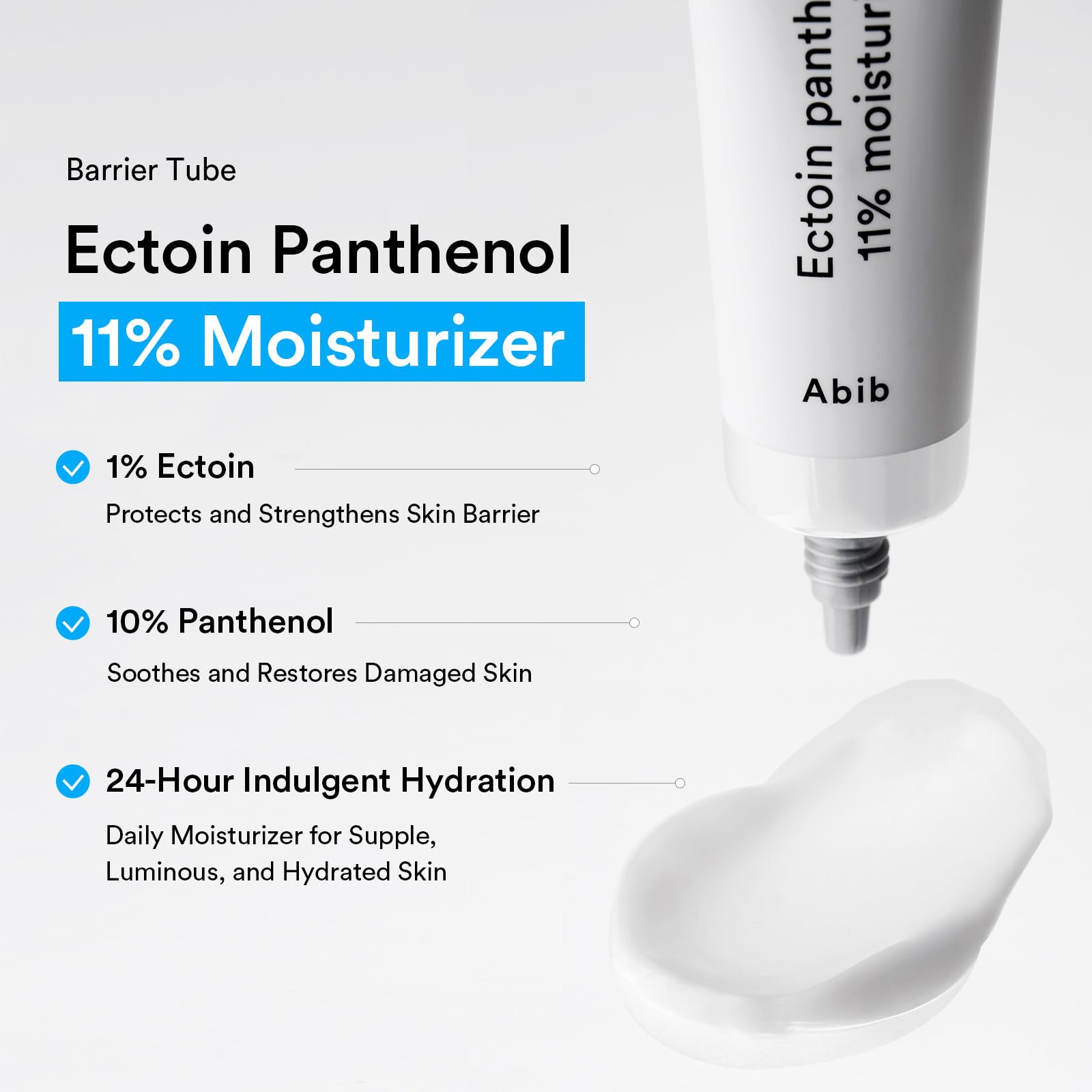 Abib cap and tube design conveys portable, travel-friendly hydration for daily skincare.
