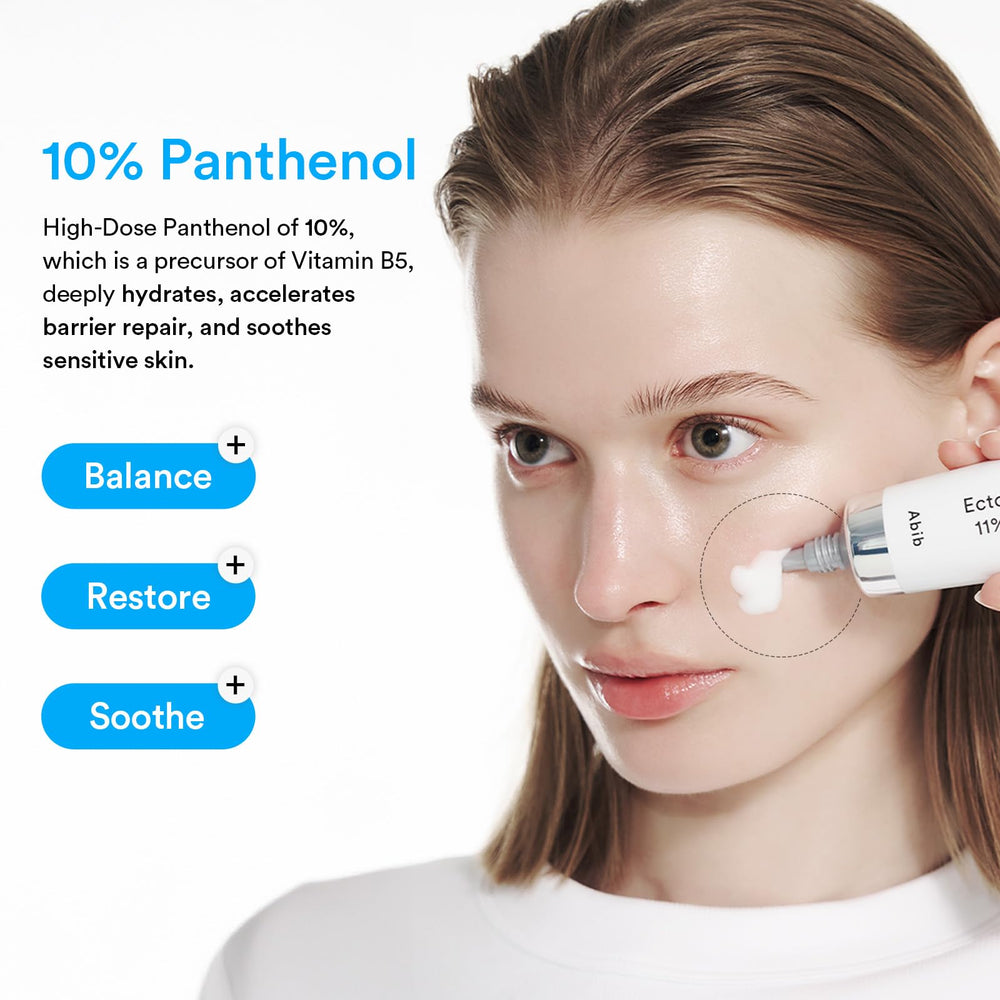 Abib skin surface applying moisturizer in action suggests soothing, hydrating care.