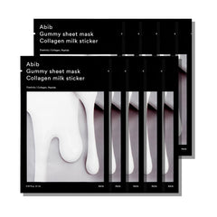Abib Gummy Sheet Mask Milk Sticker packaging shows clean K-Beauty branding and gentle skincare.