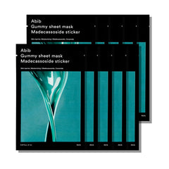 Abib Gummy Sheet Mask Madecassoside packaging close-up for daily soothing care.
