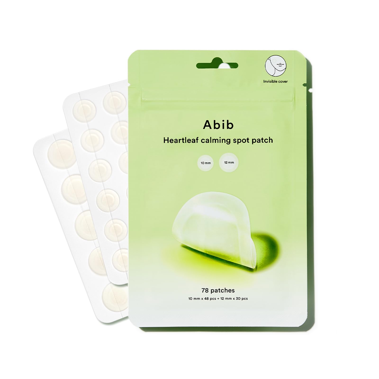 Abib Heartleaf Calming Spot Patch 10mm pack, discreet blemish care for quick coverage.