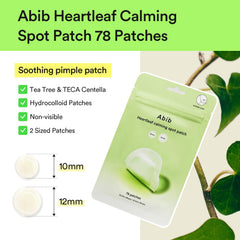 Abib Heartleaf Calming Spot Patch 10mm applied on skin, blends invisibly under makeup.