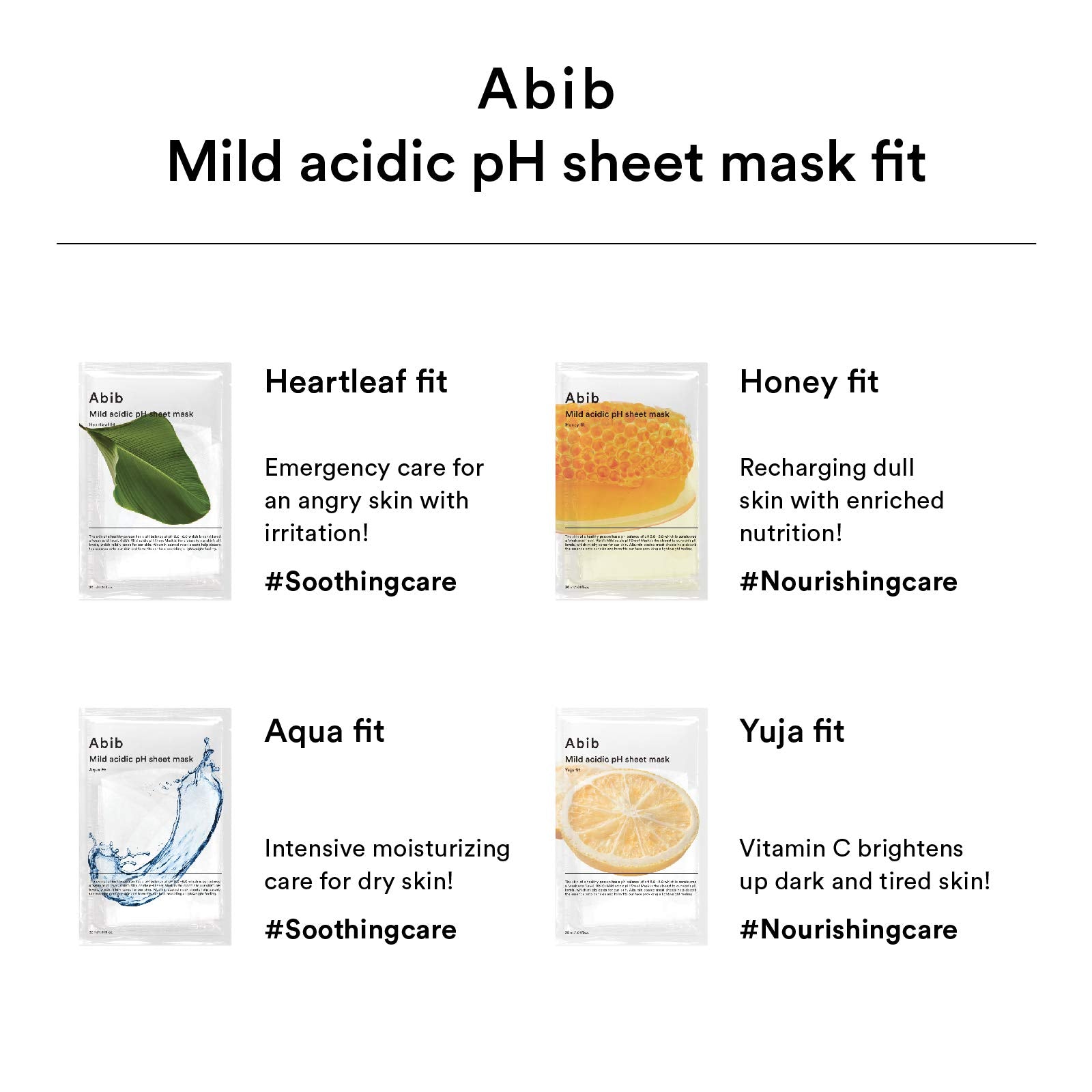 Abib Heartleaf Fit ingredients card highlights heartleaf extract and gentle exfoliation support