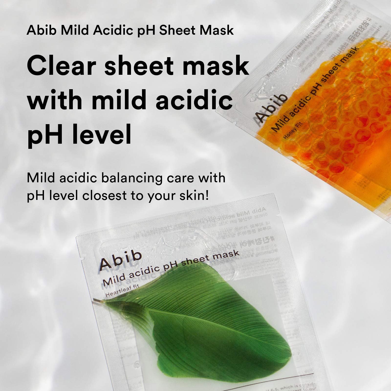 Abib Heartleaf Fit mask unboxing shows a mild acidic pH formula accessible for routine care