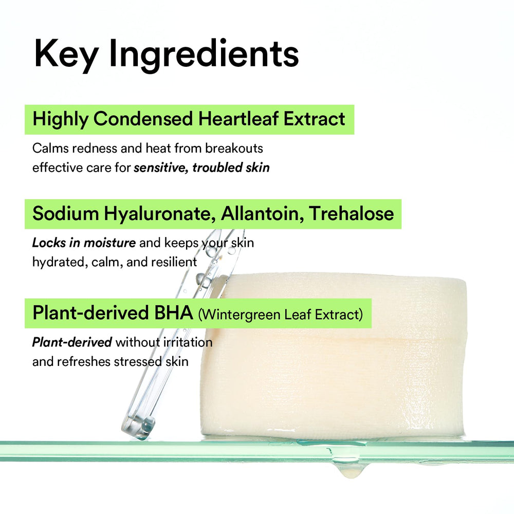 Abib Heartleaf Spot Pad after use with soft glow and refreshed skin