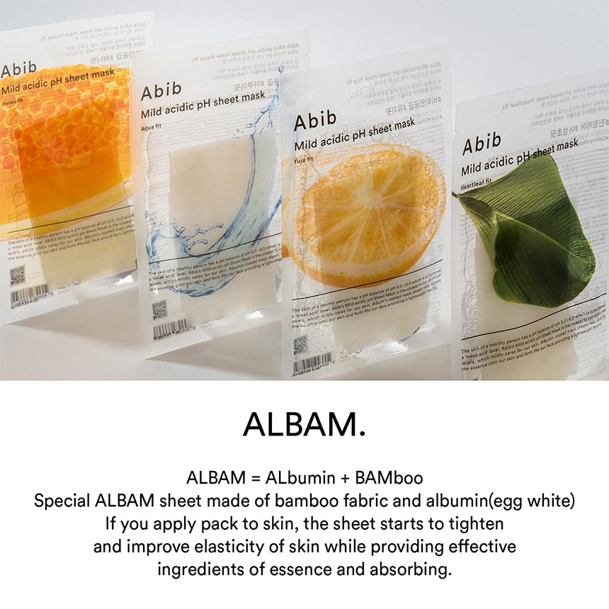 Abib Honey Fit sheet mask bamboo texture close-up emphasizes breathable comfort.