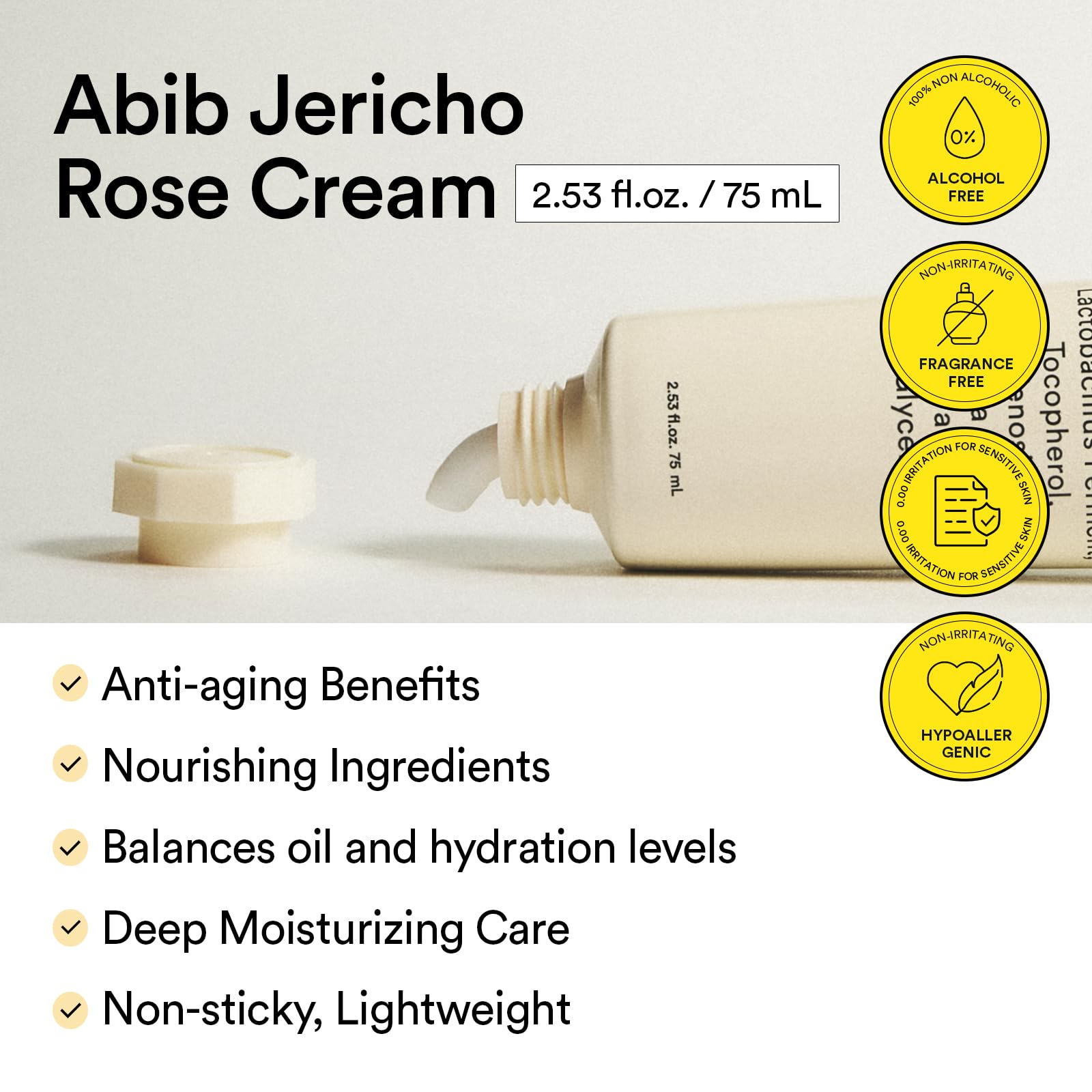 Abib Jericho Rose Cream texture on skin demonstrates smooth, non-greasy absorption.