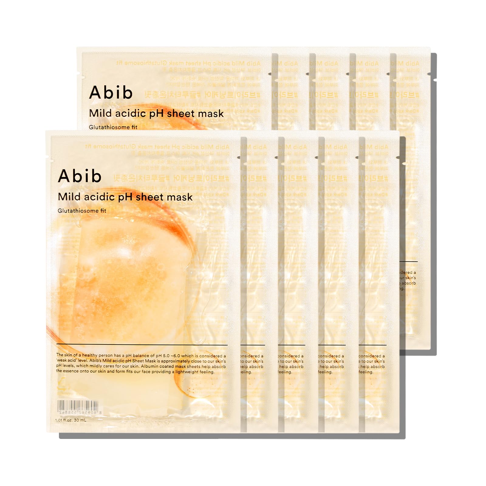 Abib Mild Acidic pH Sheet Mask box showcases packaging for sensitive skin routines.