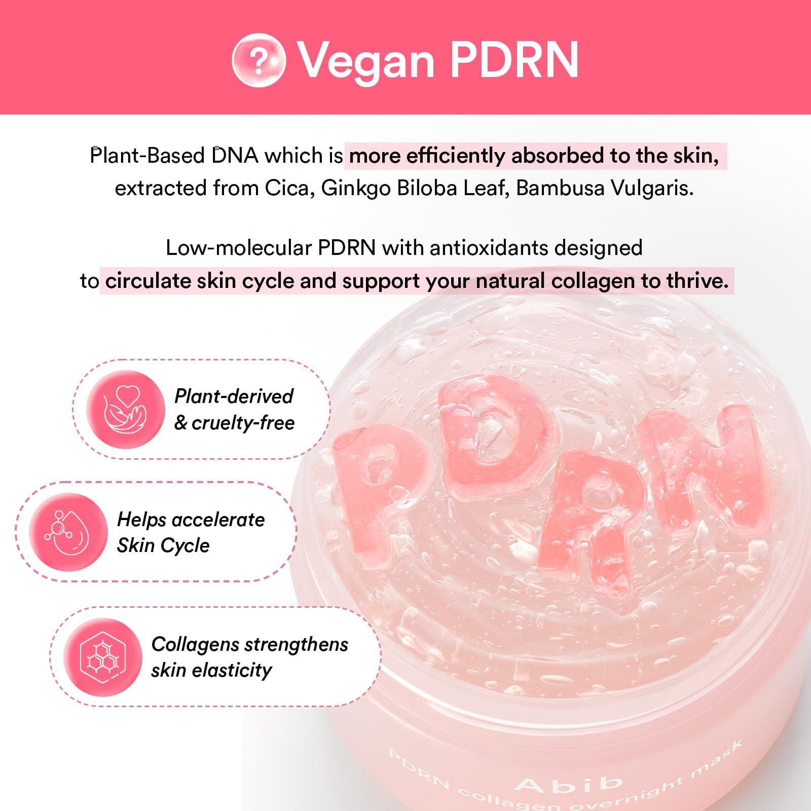 Abib PDRN Collagen Overnight Mask held in hand demonstrates compact, travel-friendly size.