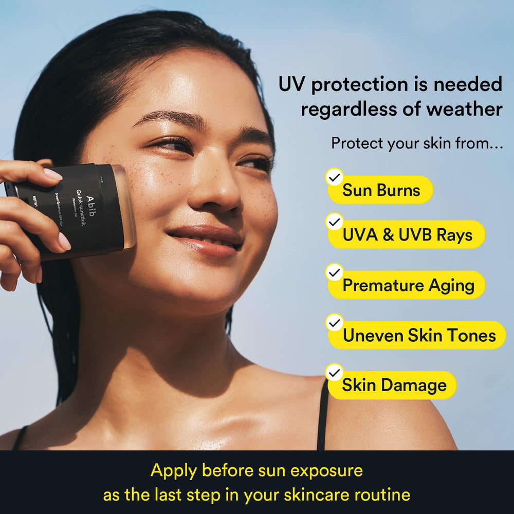Abib Quick Sunstick features Centella and green tea for soothing care.
