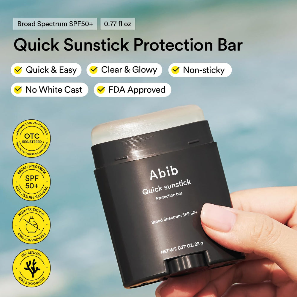 Abib Quick Sunstick SPF50+ transparent stick ideal for makeup-friendly sun protection.