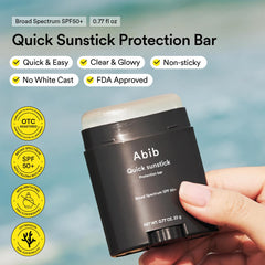 Abib Quick Sunstick SPF50+ transparent stick ideal for makeup-friendly sun protection.