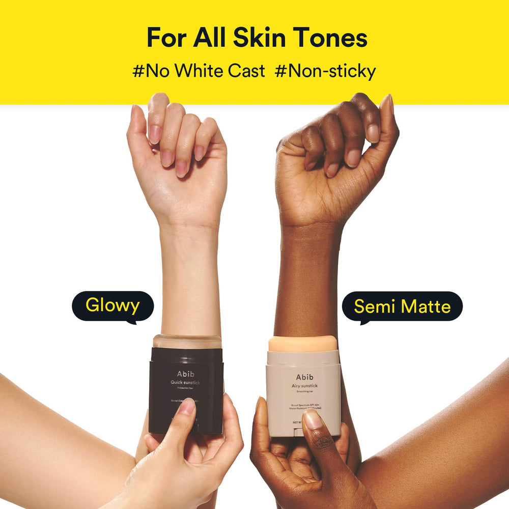 Abib Quick Sunstick under makeup use keeps skin protected without residue.